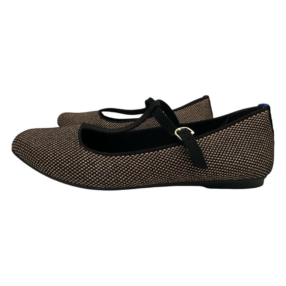 Rothy's T-Strap Mary Jane Flats Bronze Black Metallic Knit Women's Size 9 - Picture 7 of 10